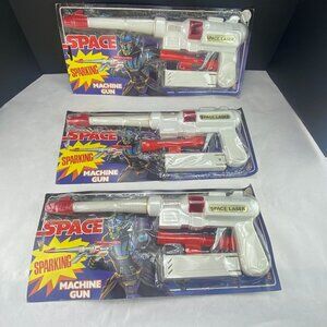 Vintage 90s Space Sparking Machine Gun Toy New Old Stock Lot of 3
